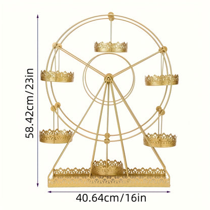 Cake Stand Pedestals Set of 3 | Golden Metal Geometric Stackable Dessert Display with Square Plastic Top | Multi-Tier Cupcake Tower for Wedding, Birthday, Holiday Party, Seasonal Table Decor