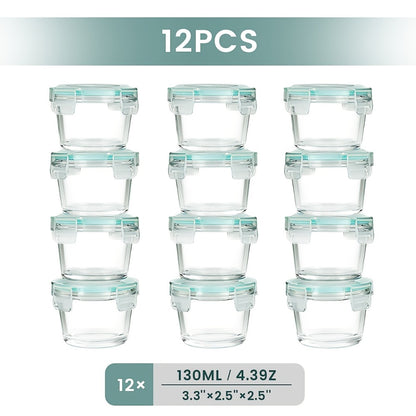 Glass Food Storage Containers with Lids Set of 12, Airtight Leak-Proof Meal Prep Containers, Microwave Oven Freezer Dishwasher Safe Bento Boxes for Pantry Kitchen Organization
