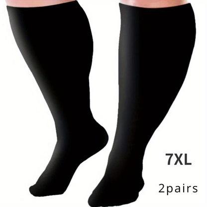 Plus Size Compression Socks 2 Pairs High Elasticity Sports Fitness Oversized Socks for Men Women 2XL 3XL 4XL 5XL 6XL 7XL Running Athletic Support