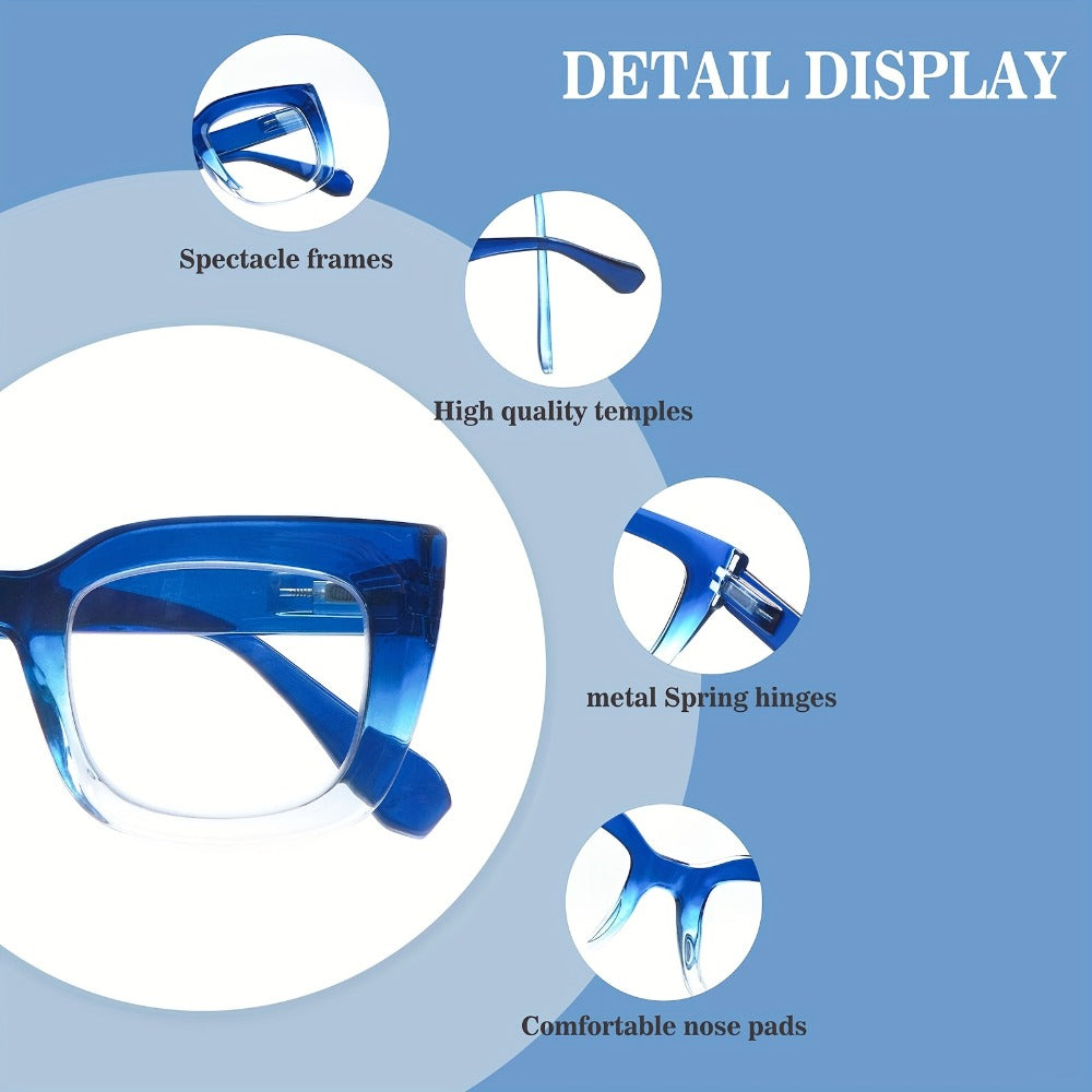 Reading Glasses Blue Light Blocking for Women 4 Pack – Cat Eye Frames with Metal Spring Hinges, Multicolor Floral Gradient Computer Eyeglasses
