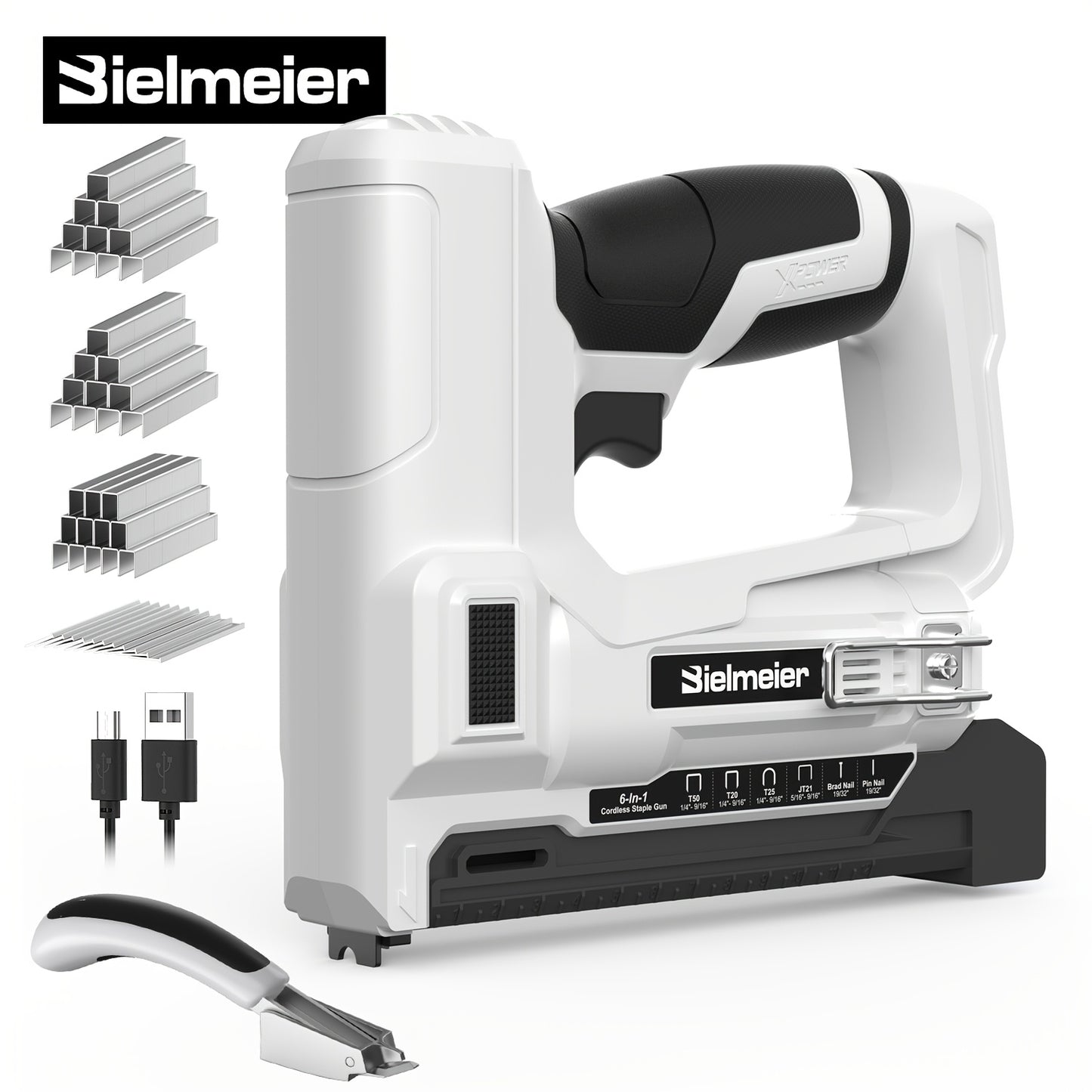 Cordless Stapler Brad Nailer 2-in-1 4V / 20V No Compressor – Lightweight with Battery, Charger & 1600pcs Nails & Staples, for Carpentry, Home Improvement, Upholstery & DIY – Multiple Colors & Upgrade Versions