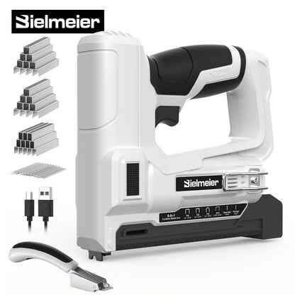 Cordless Stapler Brad Nailer 2-in-1 4V / 20V No Compressor – Lightweight with Battery, Charger & 1600pcs Nails & Staples, for Carpentry, Home Improvement, Upholstery & DIY – Multiple Colors & Upgrade Versions