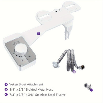 Ultra-Slim Non-Electric Bidet Attachment for Toilet, Self-Cleaning Dual Retractable Nozzles, Adjustable Water Pressure, Fresh Water Sprayer, US Standard, Easy Install