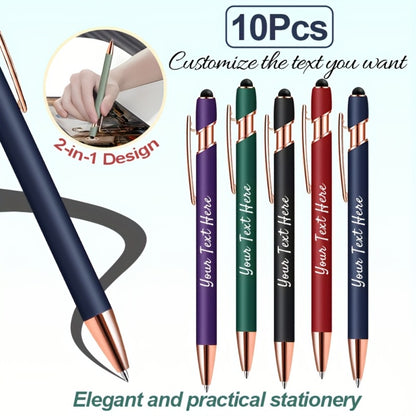 Personalized Metal Ballpoint Pens 10pcs Custom Engraved with Name or Logo - Smooth Black Ink, Elegant Business Gift Pens for Daily Office Use, Christmas, Thanksgiving, Halloween, Corporate Giveaways
