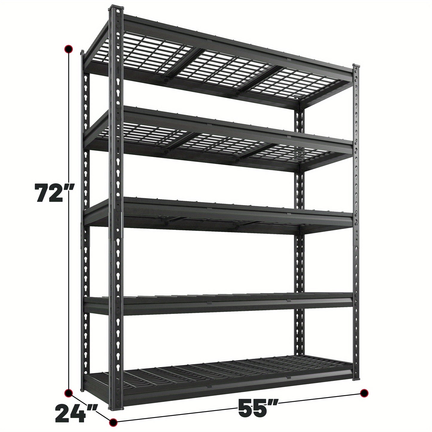 Heavy Duty 5 Tier Metal Shelving Unit Adjustable Up to 3000LBS for Garage Workshop Commercial Storage Rack No Bolt Easy Assembly Black
