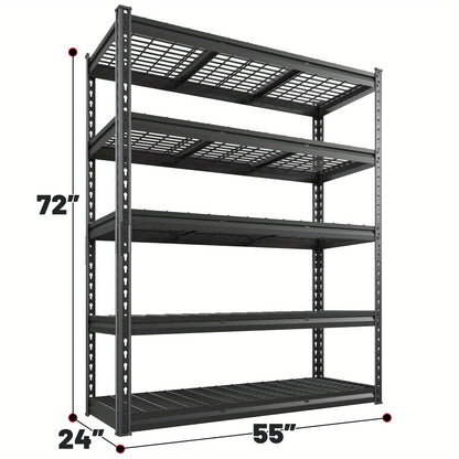 Heavy Duty 5 Tier Metal Shelving Unit Adjustable Up to 3000LBS for Garage Workshop Commercial Storage Rack No Bolt Easy Assembly Black