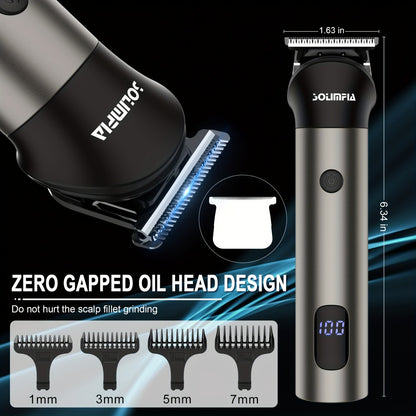 7-in-1 Hair Clipper Grooming Kit for Men Professional Cordless Barber Trimmer Set Beard Nose Body Hair USB Rechargeable 9 Guide Combs Self-Sharpening Blade Home Barber Kit Black
