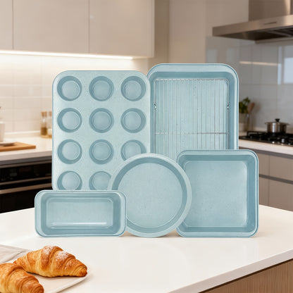 Nonstick Baking Pan Set 2 to 18pcs Carbon Steel Round Square Cake Pan Muffin Pan Bread Pan Cookie Sheet Pizza Pan Wire Rack Whisk Spatula Measuring Spoon Complete Bakeware Set