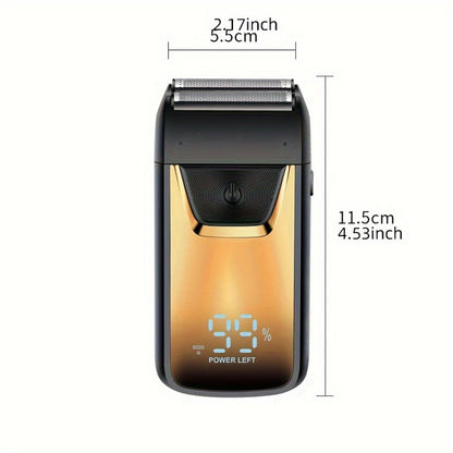 Electric Foil Shaver for Men Professional Rechargeable Hair Trimmer Wet Dry Electric Razor Close Shave Home Grooming Tool Father's Day Gift Golden