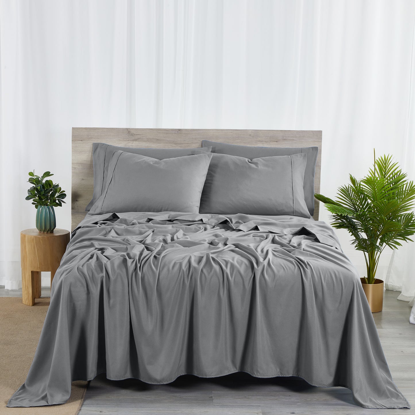 Bamboo Blend 6-Piece Sheet Set – 2000 Thread Count SnugGrip Fitted Sheet 16" Deep Pocket Soft Wrinkle Resistant Twin Full Queen King Cal King