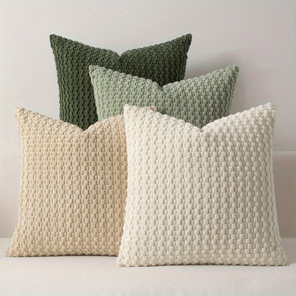 Boho Throw Pillow Covers 4 Pack Velvet Woven Cushion Covers Double-Sided Decorative Pillowcases for Sofa Couch Bed Chair 20x20 Inch Machine Washable