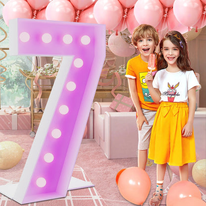 Marquee Number Lights 4 Feet Tall LED Light Up Numbers 0-9 20 for Birthday Party Anniversary Graduation Decoration 11 Colors 3 Flash Modes Foam Board String Lights Included