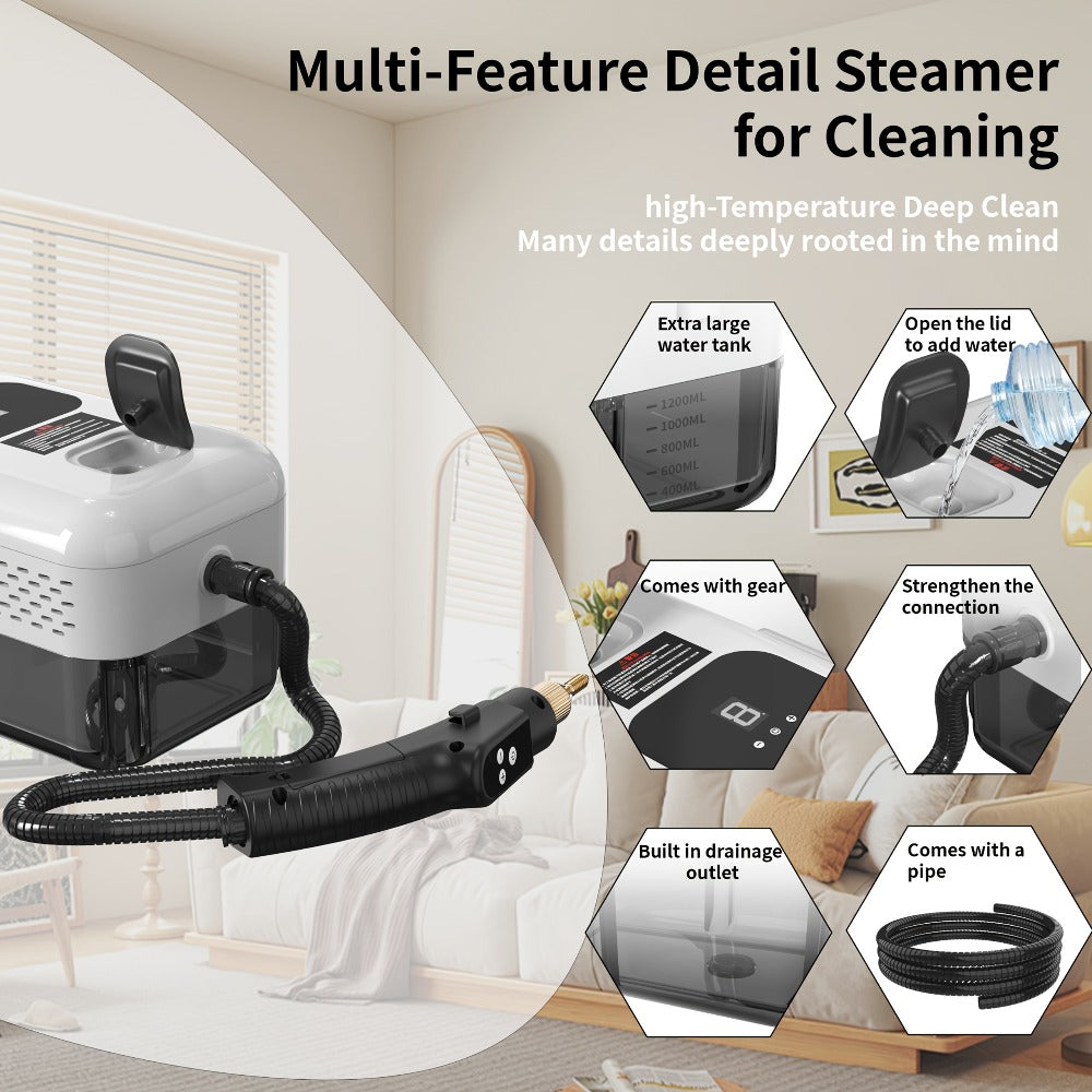 Portable Steam Cleaner High-Temperature High-Pressure Handheld Steamer for Home, Carpet, Tile & Grout Cleaning – 9-Speed Adjustable, 3 Models: Basic, Upgraded & Smart