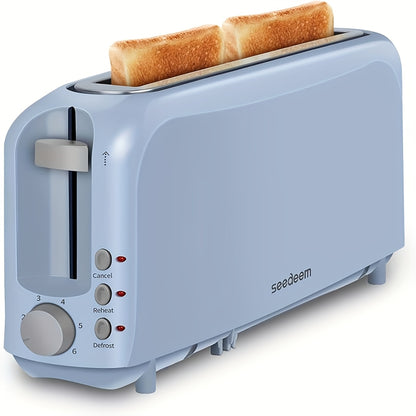 2-Slice Toaster Slim Ultra-Thin Design – 6 Browning Settings, 10" Long Slot, Reheat & Defrost Functions, Auto Shut-Off, Removable Crumb Tray, 6 Colors Available
