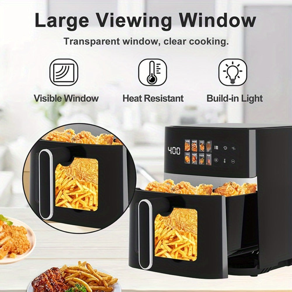 Air Fryer 5 Quart 8-in-1 Electric Hot Air Oven 1350W with LED Touchscreen & 360° Hot Air Circulation – Large Capacity Digital Air Fryer for Fry Roast Bake Grill Dehydrate, Black