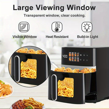 Air Fryer 5 Quart 8-in-1 Electric Hot Air Oven 1350W with LED Touchscreen & 360° Hot Air Circulation – Large Capacity Digital Air Fryer for Fry Roast Bake Grill Dehydrate, Black