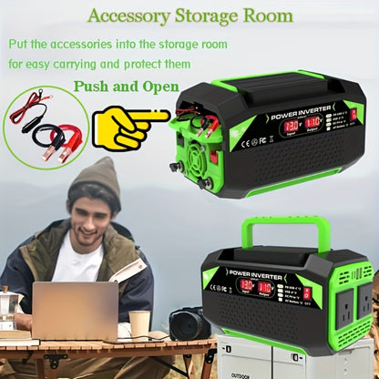 Power Inverter 500W/1000W DC 12V to AC 110V - Car Power Converter with LCD Display, 2 AC Outlets, 2 USB Ports & 2 Type-C, for Home, Car, RV, Camping & Outdoor Emergency Power