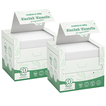Disposable Face Towels Jumbo Ultra-Soft Extra Thick – Highly Absorbent Dry Wet Dual-Use Facial Wipes for Makeup Removal, Facial Cleansing, Spa & Travel, All Skin Types, 50 / 100 / 150 Sheets per Pack