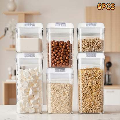 Plastic Food Storage Containers with Lids BPA Free - Leak Proof Airtight Kitchen Organizer Set for Cereal Grain Nuts Snacks Cookies Fruit Sugar - 3, 4, 6 & 7 Piece Sets