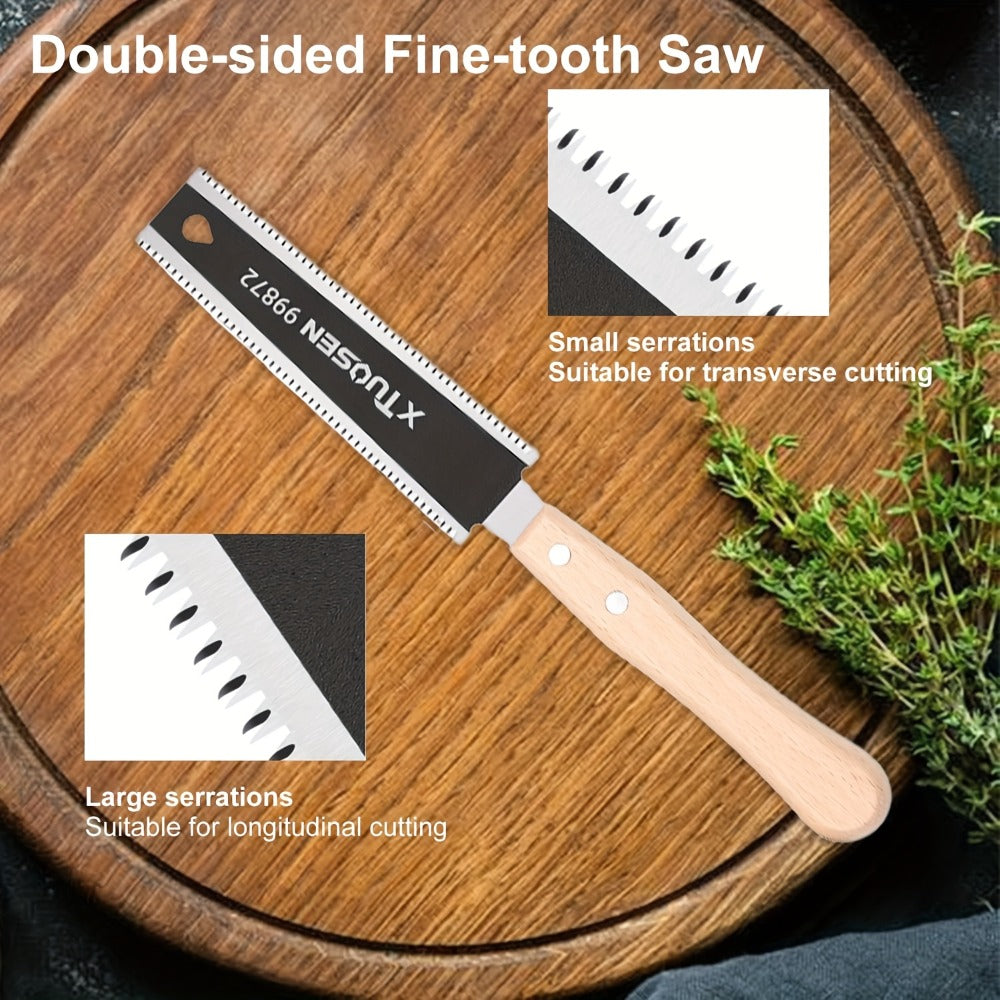 Japanese Pull Saw Set 3-Piece Double-Sided Hand Saw with Fine & Coarse Teeth Flush Cut Tenon Saw for Woodworking Trimming Hardwood Softwood Joinery Carpentry DIY Projects