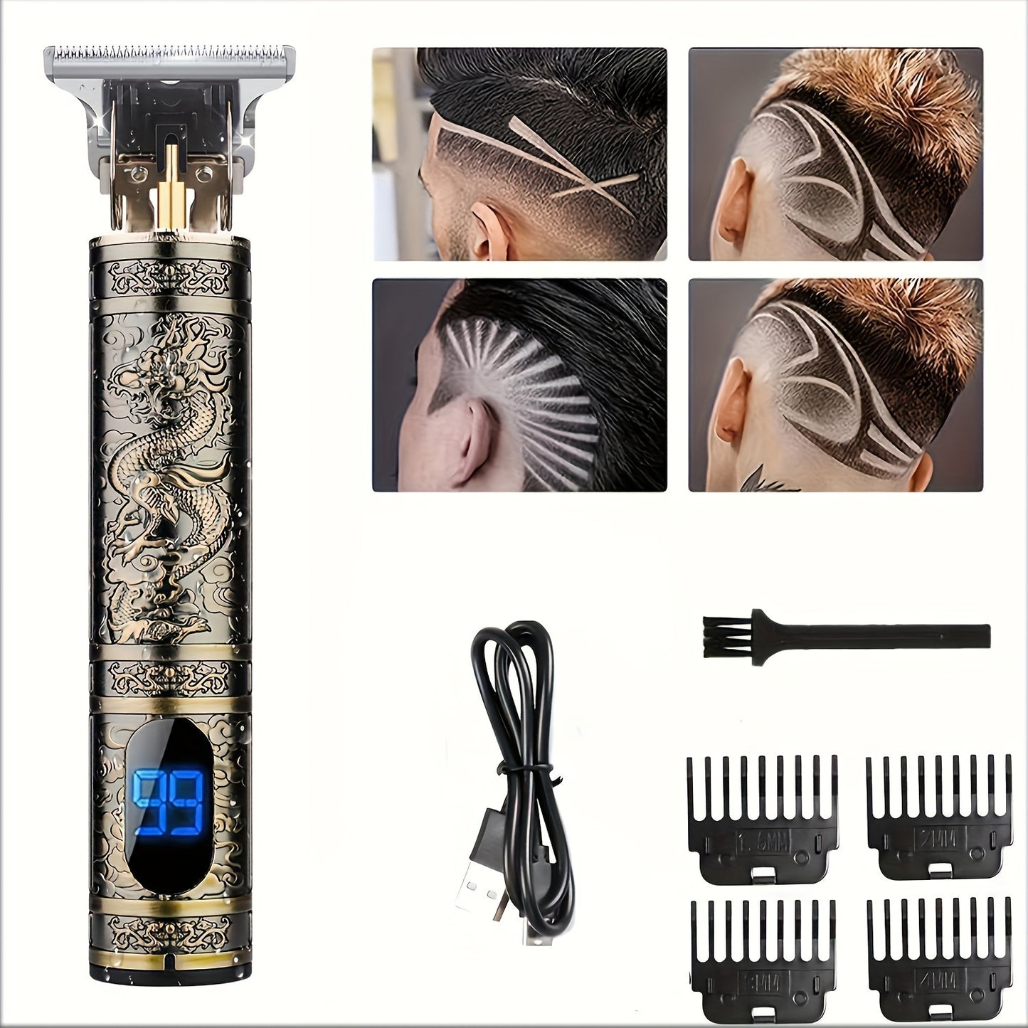 Vintage Bronze LCD Lighter - Novelty Antique Style Windproof Lighter with Dragon Skull Buddha Mustache Design - Unique Collectible Gift Lighter for Men, Cool Gadget Lighter for Smokers