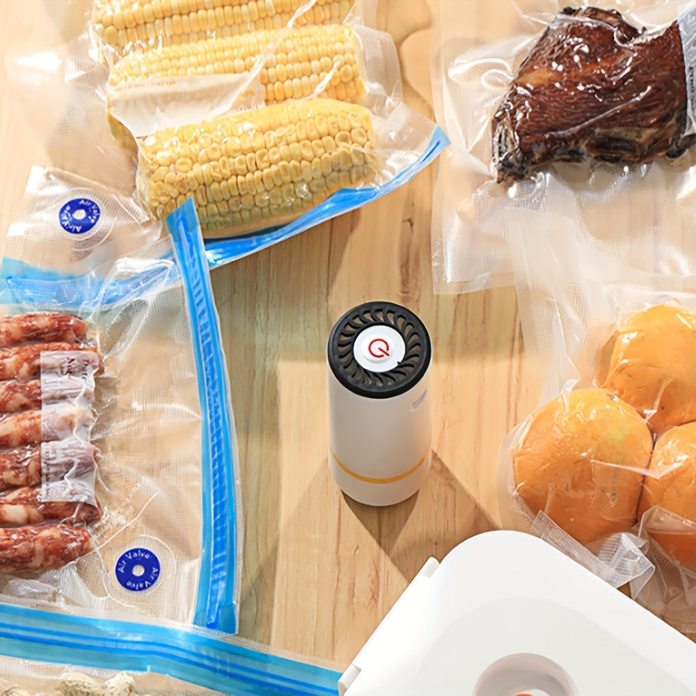 Vacuum Sealer Kit with USB Rechargeable Pump & 9 Reusable Vacuum Seal Bags (3 Sizes) — Portable Mini Electric Food Sealer for Sous Vide, Meal Prep & Food Storage