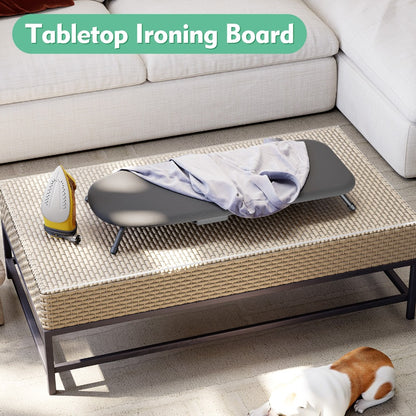 Tabletop Ironing Board Portable with Iron Holder & 2 Heat-Resistant Covers, Compact Small Ironing Board Metal Frame Non-Slip Feet for Home Travel Apartment Dorm, Space-Saving Desktop Iron Board Gift