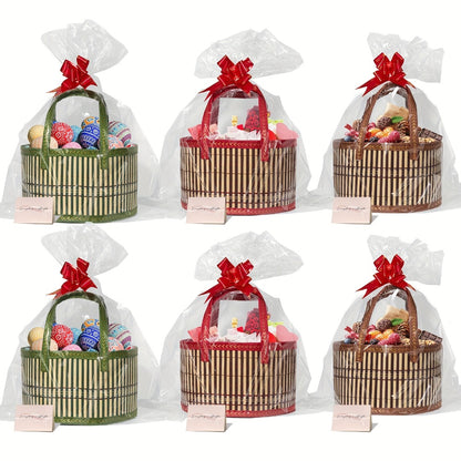 Bamboo Storage Baskets 6-Pack | Gift Wrap Organizer, Easter Egg Basket, Picnic Camping Basket, Craft Sewing Storage, Wedding Favor Box, Flower Girl Basket, Christmas Thanksgiving Holiday Basket Set