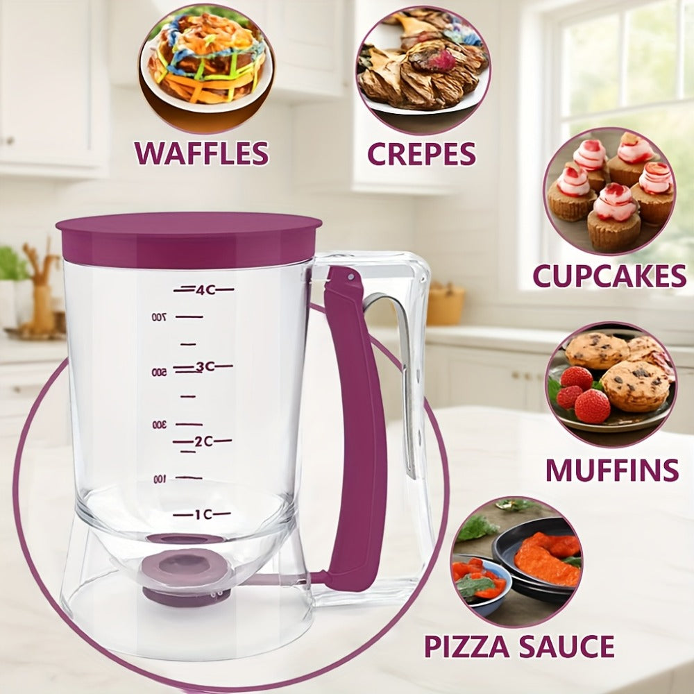 Pancake Batter Dispenser with Cleaning Brush – 2pcs Handheld Batter Separator & Squeeze Dispenser Set, Cupcake Batter Tool, Durable Kitchen Baking Gadget for Pancakes, Waffles & Cupcakes
