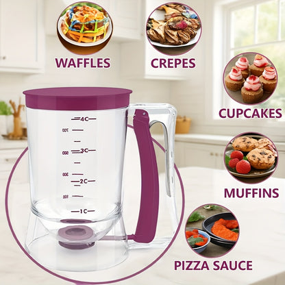 Pancake Batter Dispenser with Cleaning Brush – 2pcs Handheld Batter Separator & Squeeze Dispenser Set, Cupcake Batter Tool, Durable Kitchen Baking Gadget for Pancakes, Waffles & Cupcakes