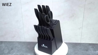 Stainless Steel Kitchen Knife Set Chef Knife Damascus Black Knife Block