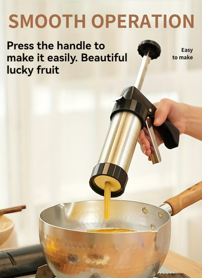Cookie Press Set 8 Piece Stainless Steel Manual Churro Maker Flower Cookie Mold Baking Tool Set for Christmas Cookies Biscuit Decorating No Electricity Needed
