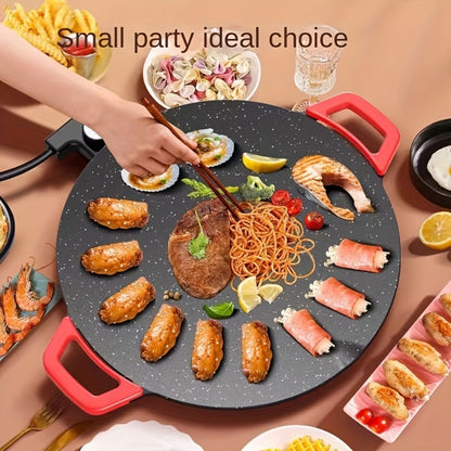 Electric Griddle Maifan Stone Non-Stick Coating 5-Speed Temperature Control - Indoor Electric Baking Pan with Red Handle, Easy Clean, for Pancakes Eggs Steak BBQ - 18"/19"/Square 26.9"