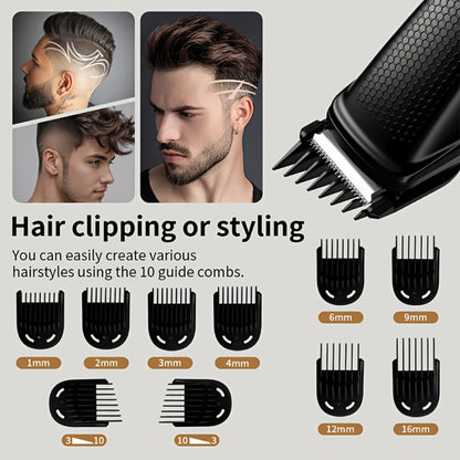 Beard Trimmer for Men Cordless Hair Clipper Electric Shaver Facial Mustache Body Hair Grooming Kit USB Rechargeable All-in-One Grooming Tool Gift for Men Black