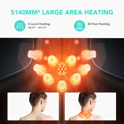 Neck Massager with Heat Cordless Electric Kneading | Wearable Hands-Free Portable Neck Shoulder Massager USB Rechargeable | Deep Acupressure Muscle Relaxer for Office Car Travel | Gift for Women Men