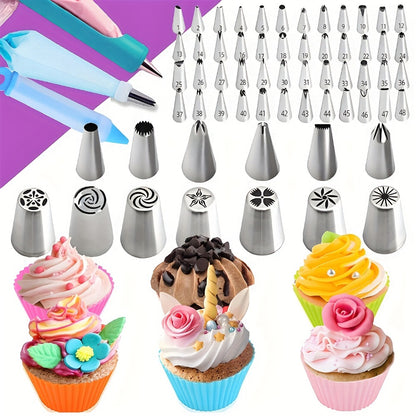Piping Bags and Tips Set 492pcs Complete Cake Decorating Kit with Turntable Frosting Spatula Chocolate Mold Baking Tools for Beginners Professionals