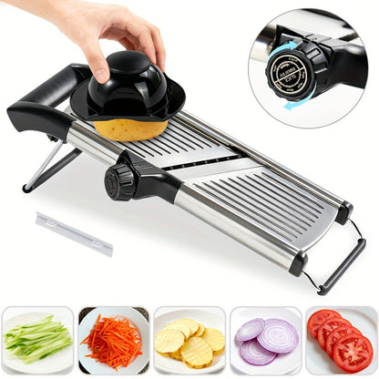Mandoline Slicer Adjustable 5-Thickness 304 Stainless Steel – Professional Vegetable Slicer for Onion, Potato, Carrot, Cheese & Fruit, Kitchen Grater with Cut-Resistant Gloves Option