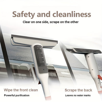 3-in-1 Glass Cleaning Kit with Durable Metal Pole & Scraper, Window Cleaner Tool for High Windows Shower Doors Car Windshields, Home Glass Cleaning Squeegee Set