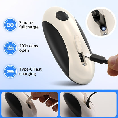 Electric Can Opener One-Touch Automatic – USB Rechargeable, Smooth Edge Safety, Auto Power-Off, Cordless for Kitchen, Camping & Seniors
