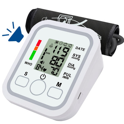 Upper Arm Blood Pressure Monitor – Large LCD, Voice Broadcast, Heart Rate & Irregular Heartbeat Detection, 2×99 Memory, 8.7–14.2" Adjustable Cuff, One-Touch Operation for Seniors & Pregnant Women
