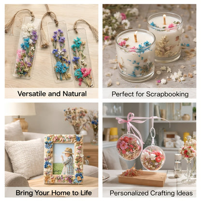 Dried Flower Bouquet Set 4 Boxes Mixed Dried Flowers Leaves for Resin Jewelry Art Crafts Candle Making Holiday Decoration with Greeting Card