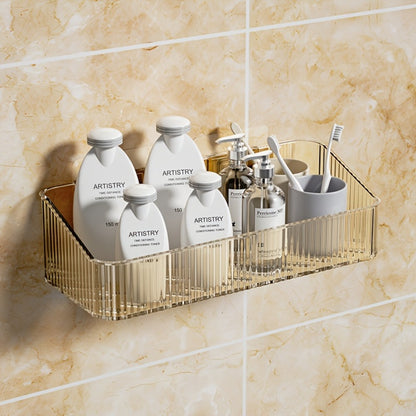 Wall Mounted Bathroom Shelf Storage Rack Organizer - Plastic Hanging Tray Basket Shampoo Shower Gel Holder | Gray Amber Green | Bathroom Storage and Organization Accessories