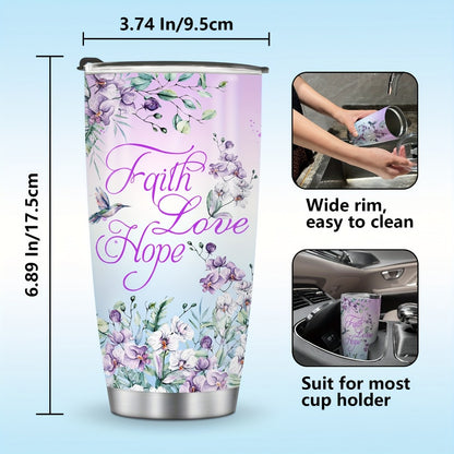 Hummingbird Flower Vacuum Insulated Travel Tumbler 20oz – Gift for Mom Grandma Sister Daughter Birthday Valentine's Day