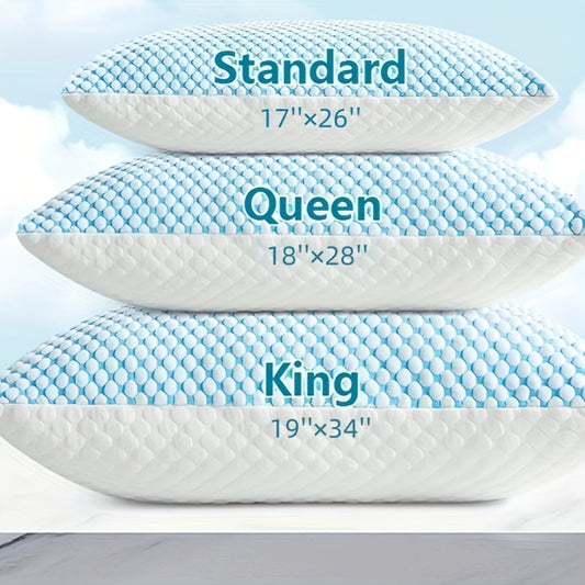 Memory Foam Bed Pillows King Size 2 Pack Hotel Quality Cooling Down Alternative Non-Collapsing Pillow Set Machine Washable Polyester Viscose Cover
