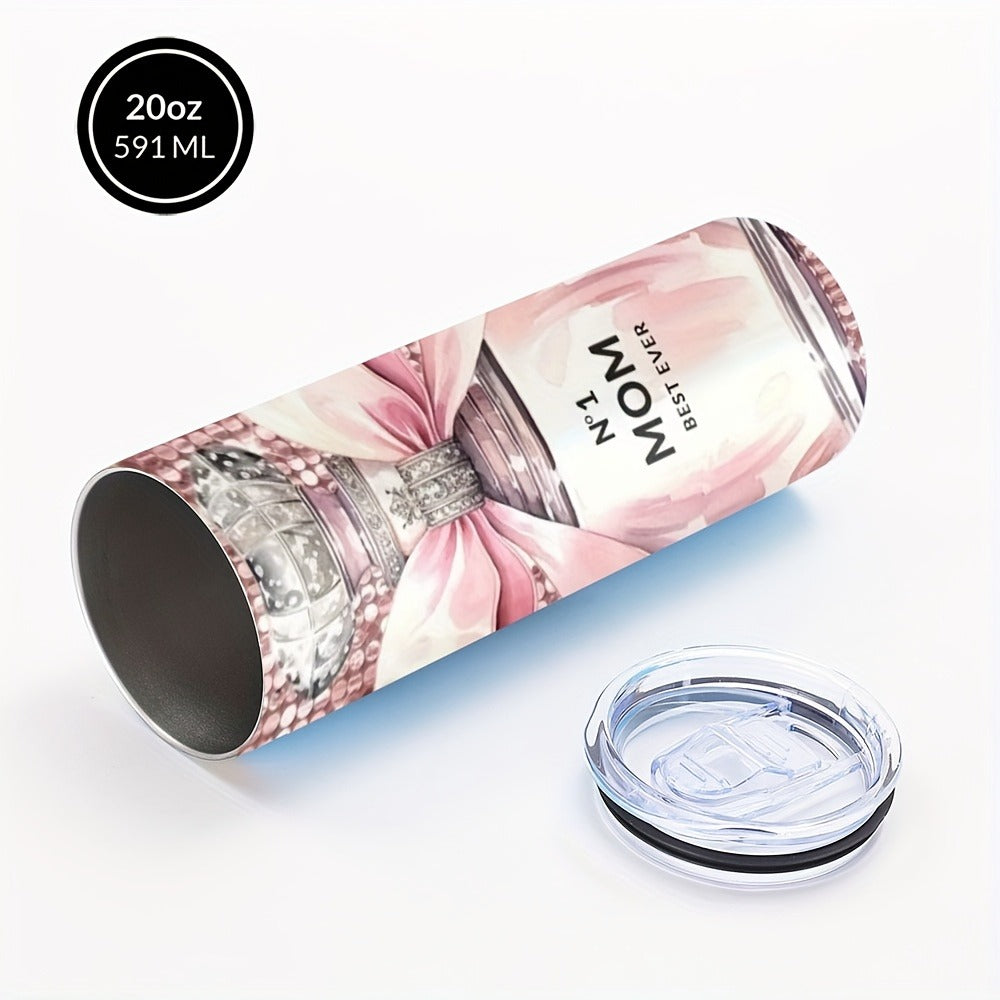 Insulated Tumbler 20oz Mom's Best Ever Design | 304 Stainless Steel Travel Cup with Lid & Straw for Hot & Cold Drinks – Cute Gift for Mom, Women, Birthday, Mother's Day & Christmas