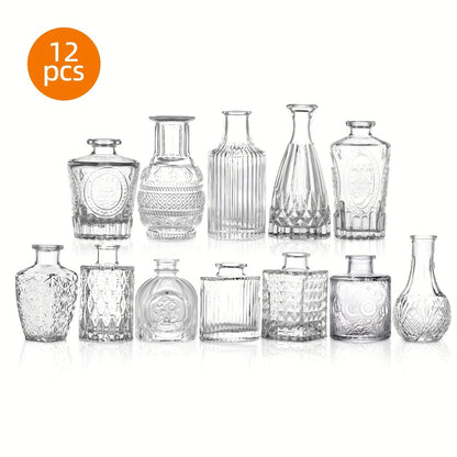 Mini Clear Bud Vases Bulk Set 12/30/43/52pcs – Small Glass-Look Flower Vases for Wedding Centerpieces, Birthday Party, Anniversary, Home Table Decor, Multiple Sizes