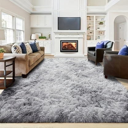 Gradient Color Soft Area Rug - Washable Anti-Slip Shaggy Fluffy Carpet for Living Room & Bedroom | Modern Machine-Made Floor Mat in Extra Large Sizes | Cozy Plush Rug in Multiple Colors