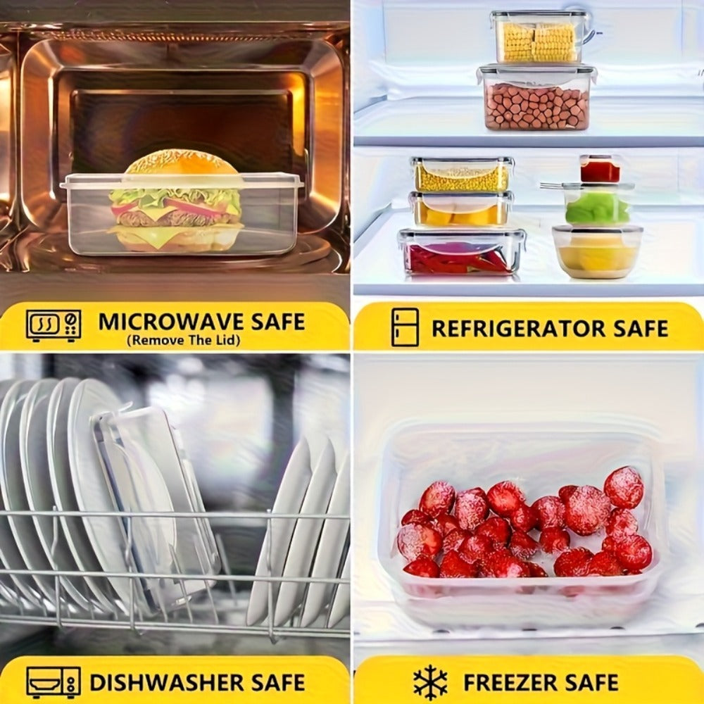 Stackable Food Storage Containers with Lids - Microwave and Freezer Safe Leak Proof Plastic Boxes for Fruits Vegetables and Leftovers, Heavy Duty Reusable Meal Prep Containers for Kitchen Pantry Organization, Available in 24, 48 and 50 Piece Sets