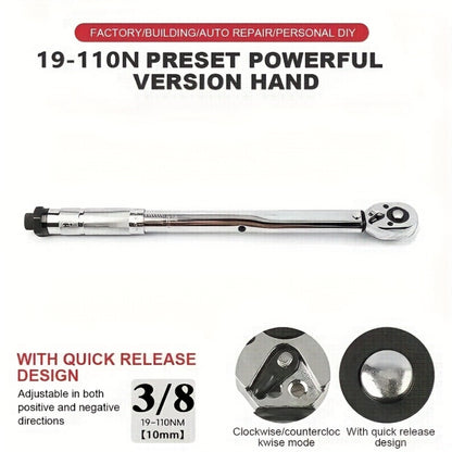 Torque Wrench Adjustable Drive 3/8" & 1/2" - Preset Click Torque Wrench for Automotive, Bike & Bicycle Maintenance, Ratchet Wrench with Dual Scale, Accurate & Durable, Gift for Husband & Car Enthusiasts