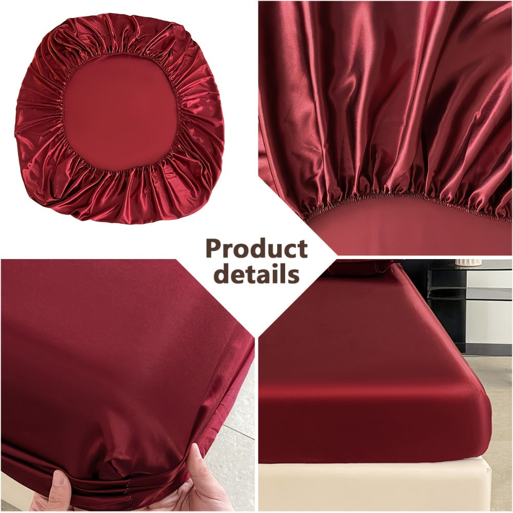 Satin Fitted Sheet Set with Pillowcases – Cooling Smooth Breathable Wrinkle-Resistant Bed Sheets, Machine Washable Ultra Soft for Hot Sleepers, Twin Full Queen King, Multiple Colors